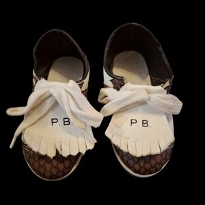 Vintage Doll Or Baby Shoes Marked "P.B." Mid 20th Century
